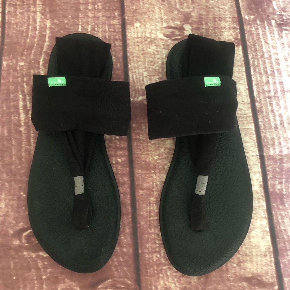 Sanuk Yoga Sling Black Sandals - Sz 8